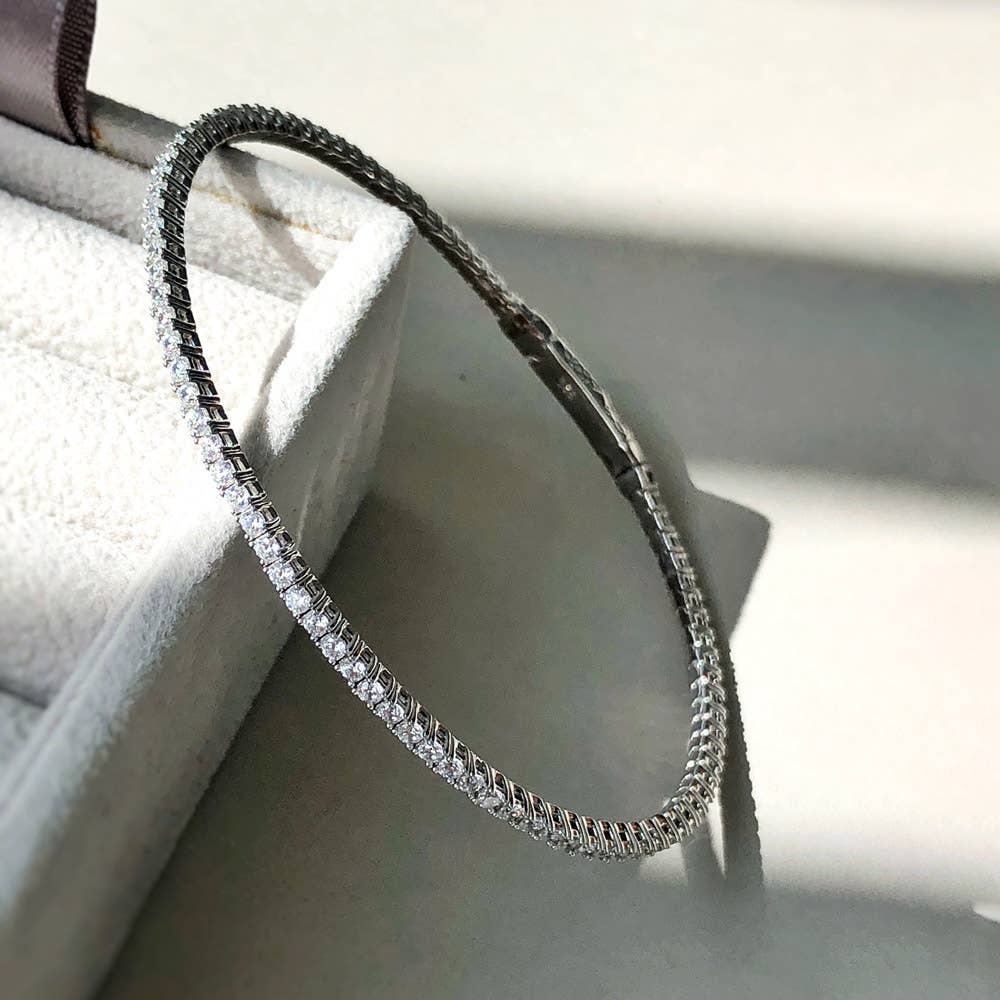 BERRICLE - Wholesale Bangle Bracelet - BERRICLE Sterling Silver Flexible CZ Bangle, 2-Piece Set7