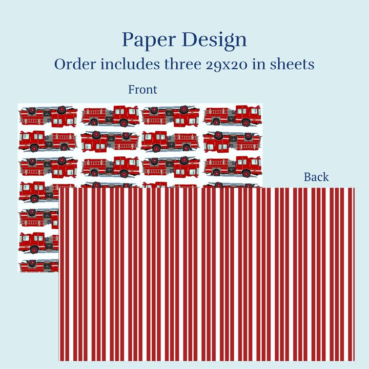 Ballard & Prescott - Wholesale Flat Wrap - Fire Truck Wrapping Paper6