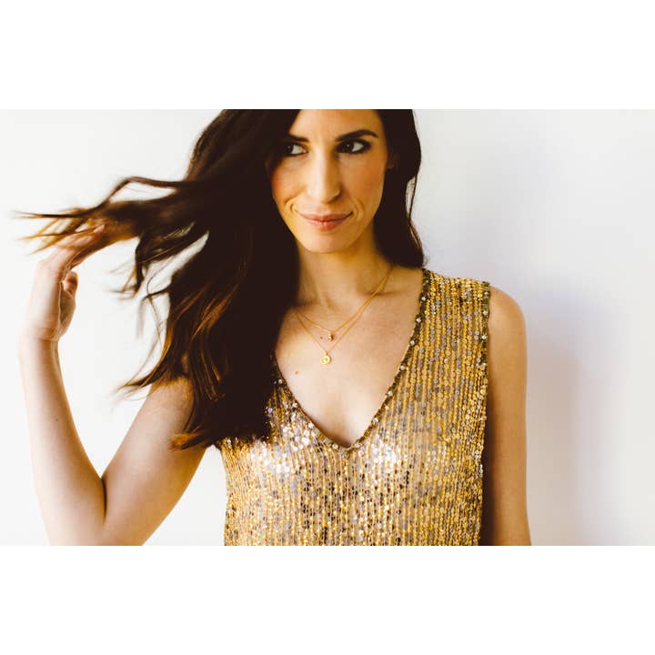 REMOVED BRAND - Wholesale Pendant/Charm Necklace - Pave Diamond Gold Disc Delicate Necklace1