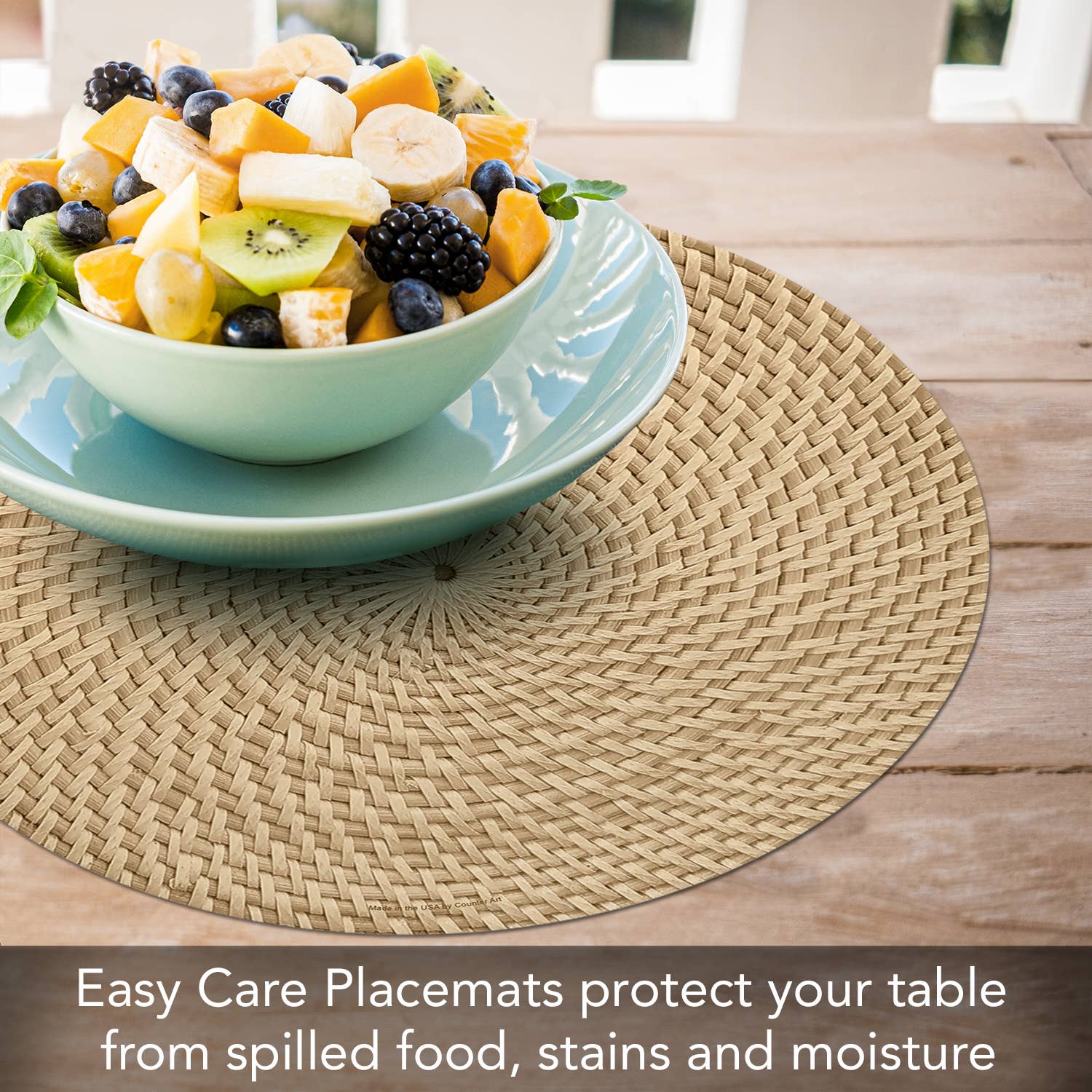 Conimar Promotions - Wholesale Placemat - "Natural Basket Weave" Round Reversible Plastic Placemat 5