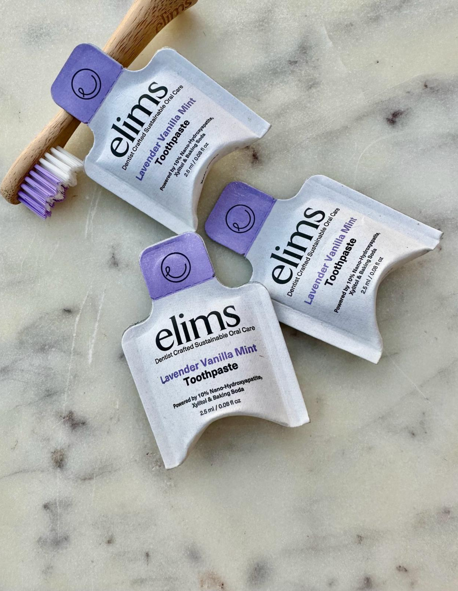 ELIMS – Großhandel Zahnpasta – Reflection-Zahnpasta in Lavendel-Vanille-Minze — Mini-Probepackungen (50er-Pack)4