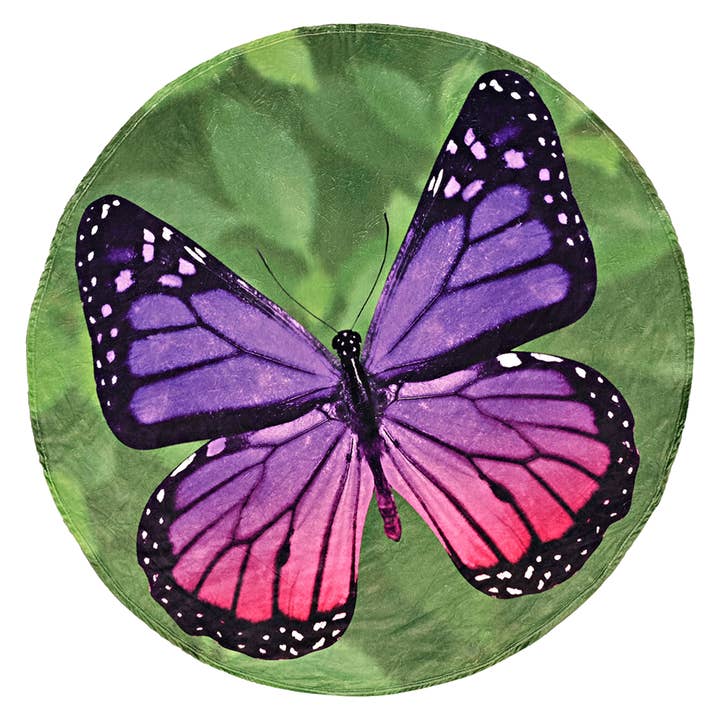 The Fun Home Novelty Company - Venta al por mayor Mantas de sofá - Manta redonda tradicional mariposa púrpura 68 «diámetro