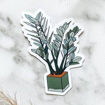 Zz Plant in Square Pot Sticker - Dishwasher Safe for wholesale by Kara Eads Creates