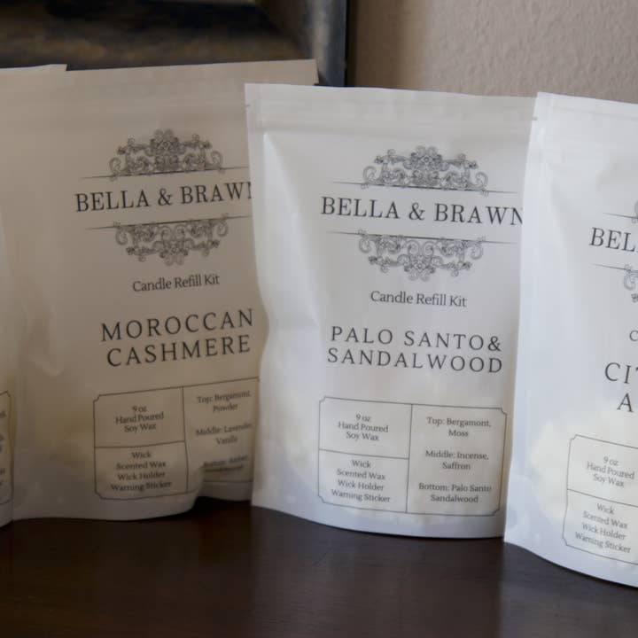 Bella & Brawn - Vendita all'ingrosso Cialde di cera - Santal & Coconut - Kit di ricarica per candele
