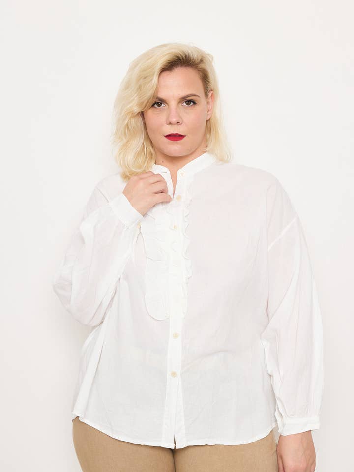 Plus Size - Women's Ruffle Shirt for wholesale by C'MELODIE