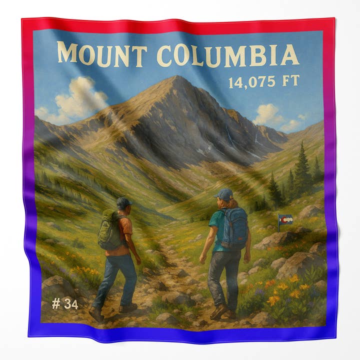 Mount Columbia Colorado 14er Microfiber Cloth Bandana for wholesale by Map the Xperience