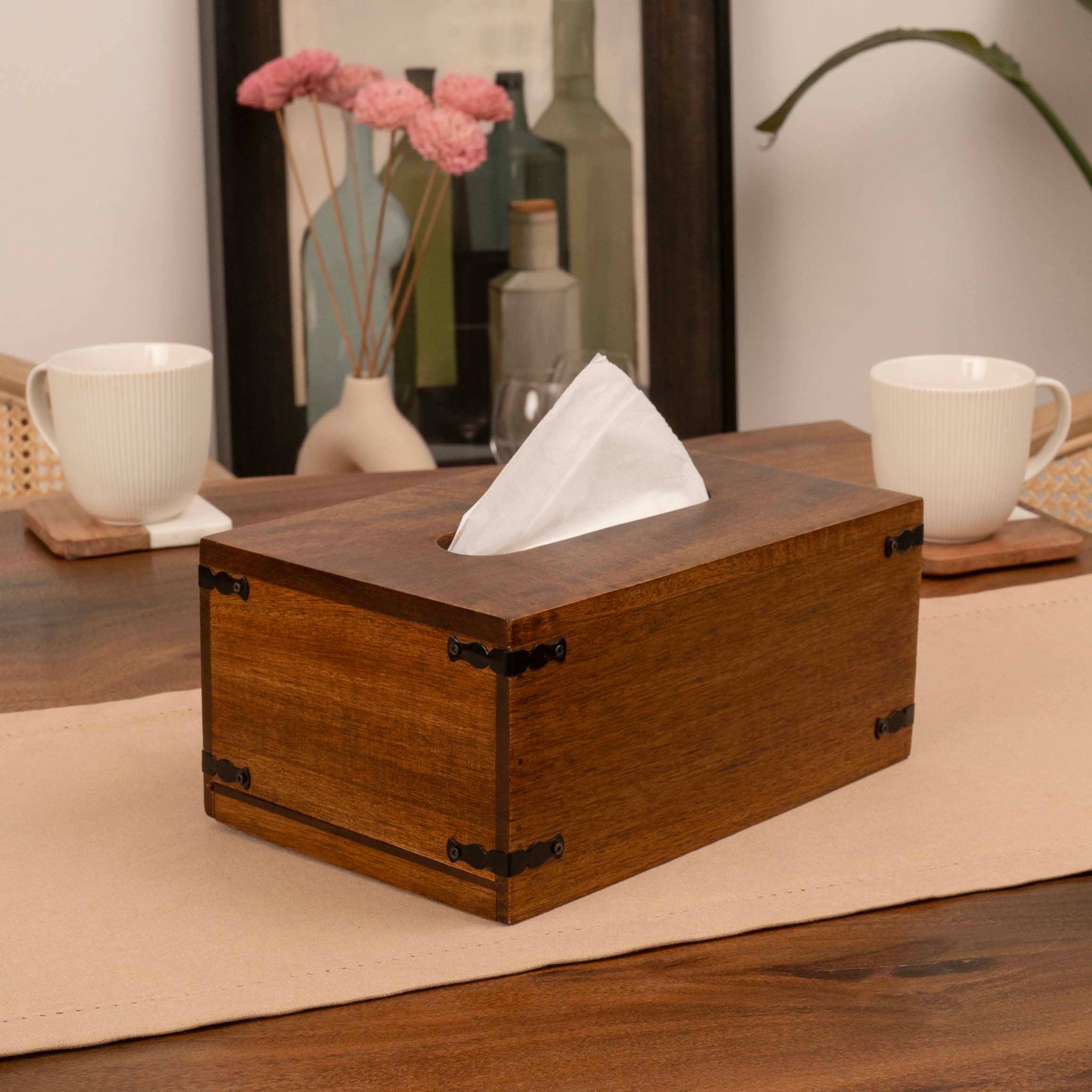 LuxeDesigns Co LLC - Wholesale Tissue Box - Rustic Natural Mango Wood Tissue Dispenser - Rectangle5