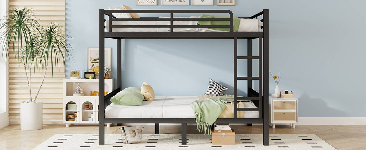 39F Inc. - Wholesale Bed - Queen Over Queen Metal Bunk Bed with Ladder, Black12