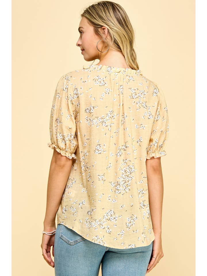 Butter Floral Top with Neck Tie Detail for wholesale on Faire