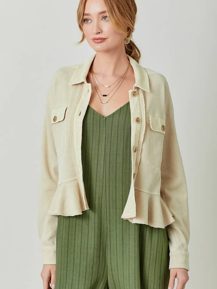 60467 Washed Waffle Knit Jacket for wholesale by Mystree