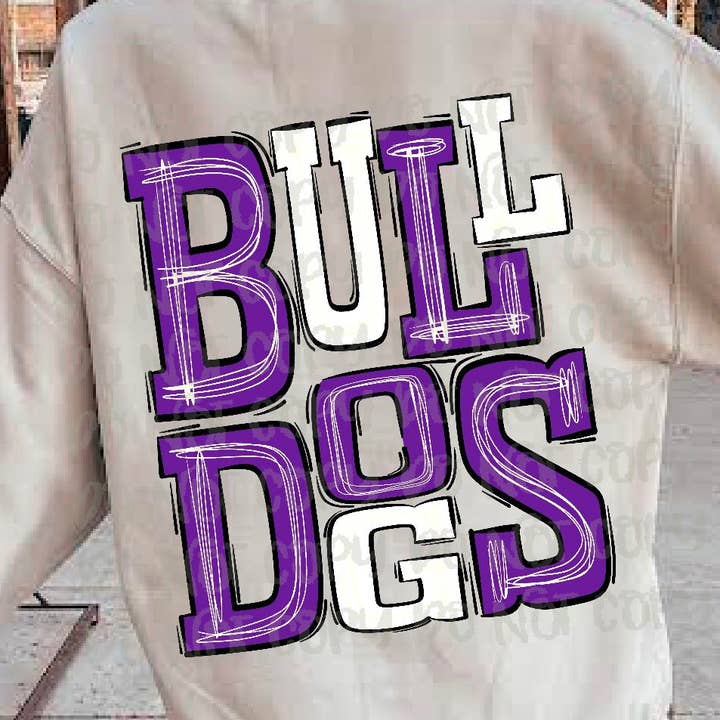 Bulldogs Lila/Vit DTF-överföring för wholesale av K and M Designs
