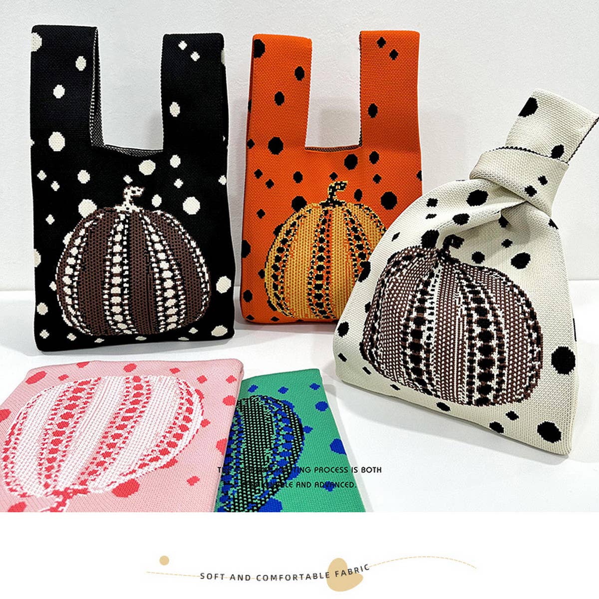 ACCITY - Wholesale Tote Bag - Women's - WOMEN PUMPKIN KNITTED SHOULDER HANDBAG_CWAB15025