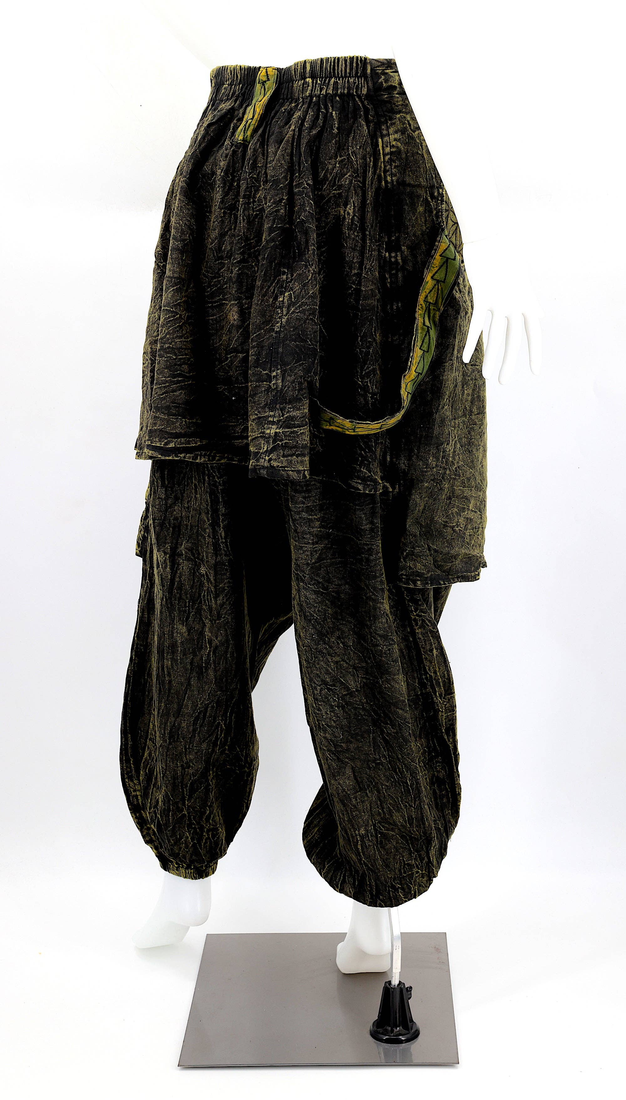 Himalaya Handmade – wholesale Byxor - Dam – Handgjorda bohemiska hippie haremsbyxor i bomull med blekt färgmönster Flower of Life17