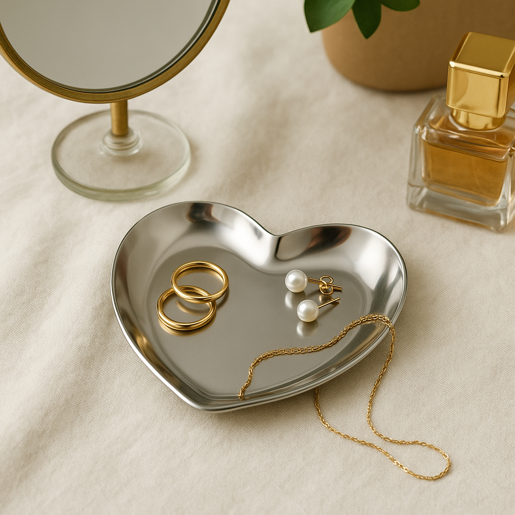 Magnifique Hearts - Wholesale Jewelry Dish - Cute Heart-Shaped Metal Trinket Tray – 3.5" x 3.4"0