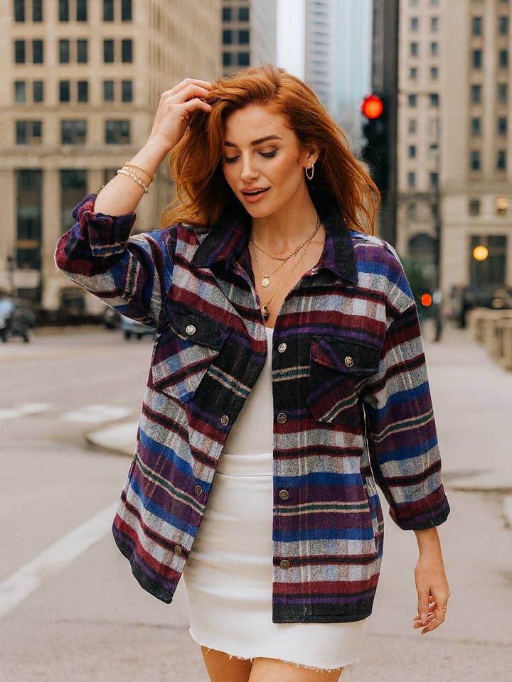 Surchemise à carreaux bleu indigo bordeaux 1817 pour la vente par LTX Sportswear