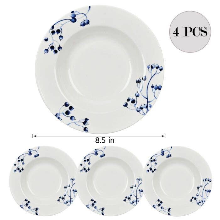 STP - Wholesale Dinner Plate - Azur de Limoges Porcelain Deep Plate Set of 4