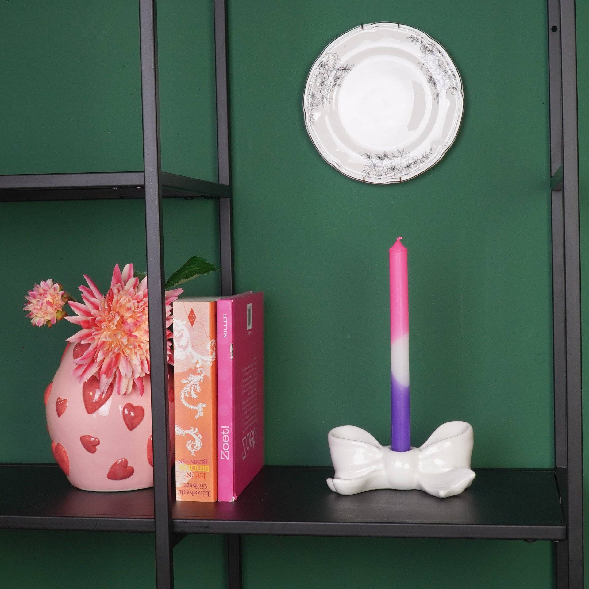 Housevitamin bv - Wholesale Candle Holder - Candle Holder- Bow- Ceramic-White- 18x9x7 cm2