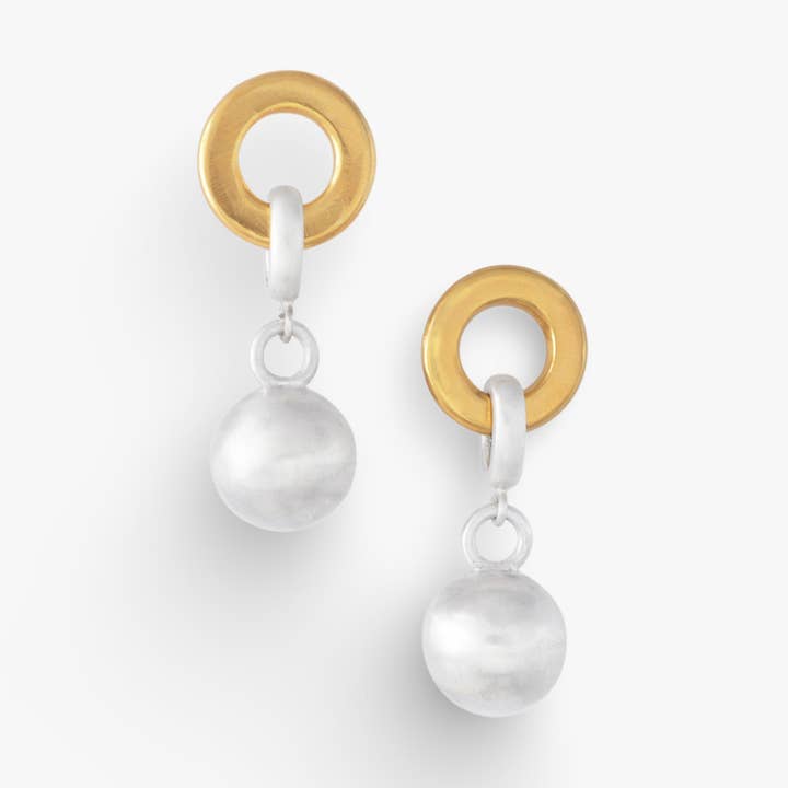 Orecchini pendenti in argento con perline e cerchi in oro per la vendita all'ingrosso da parte di Golden Horn Jewellery