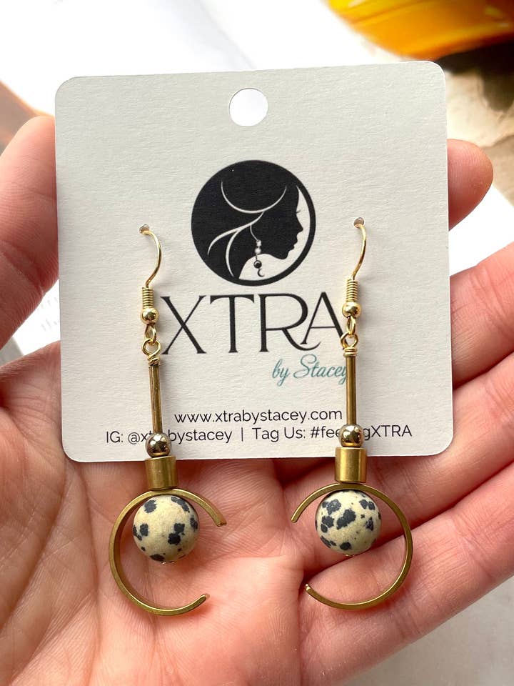 The Vienna Earring - Small Brass Moon Phase Dangle Earring for wholesale by XTRA by Stacey