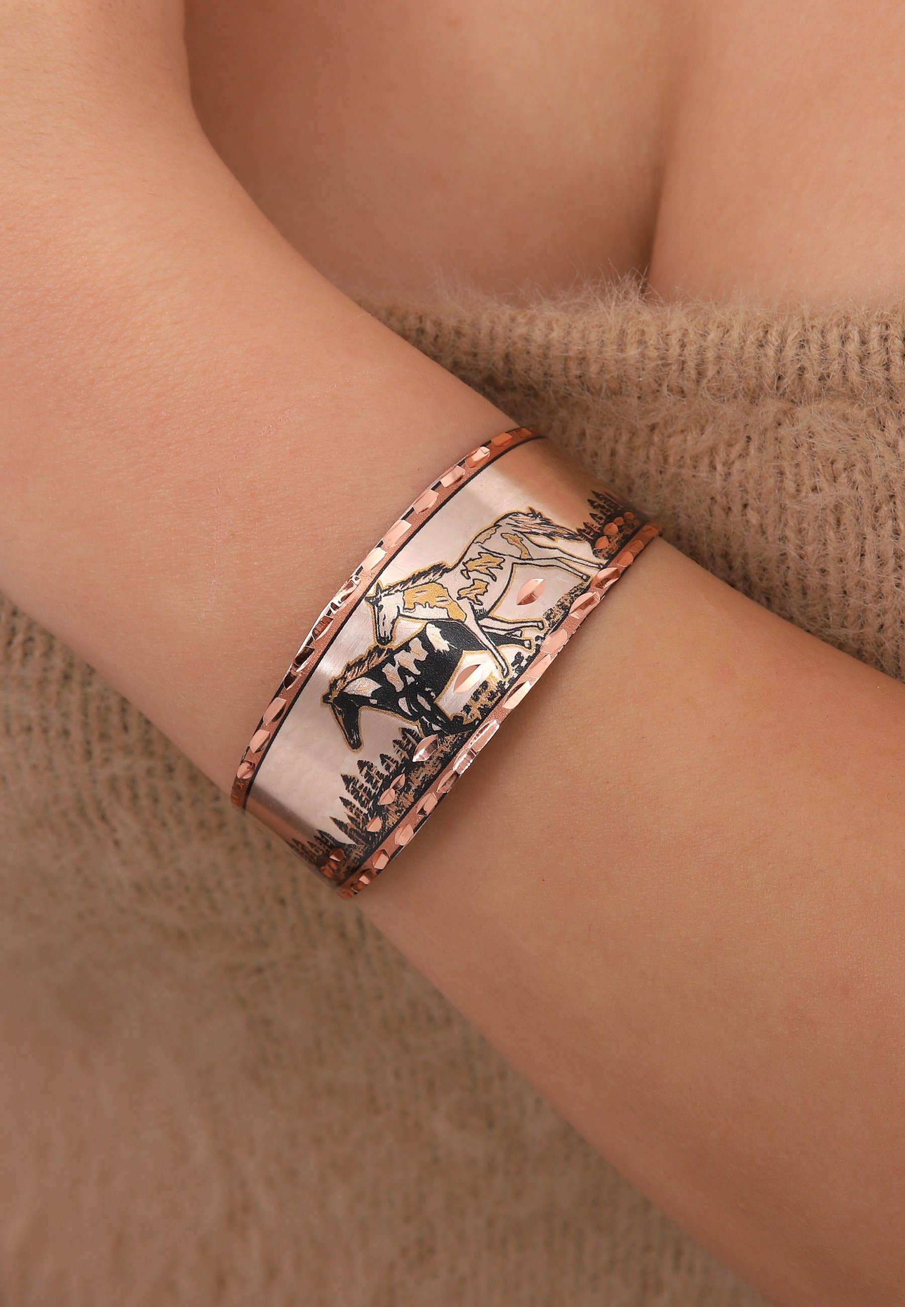 AVENS - Wholesale Manchet-armband - Verstelbare koperen armband voor paarden0