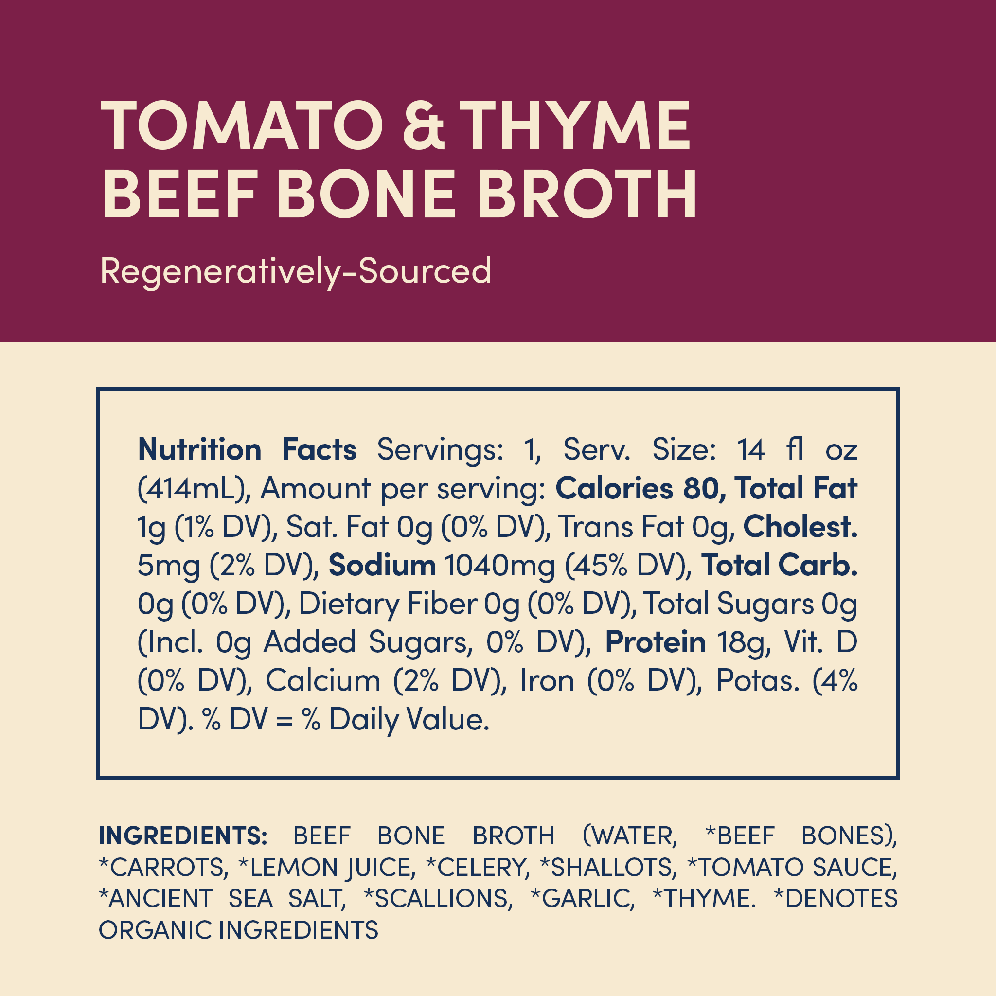 Fond Regenerative - Wholesale Broth - Tomato & Thyme Grass-fed Beef Bone Broth 14oz1