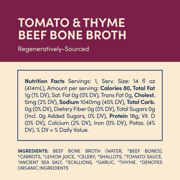 Fond Regenerative - Wholesale Broth - Tomato & Thyme Grass-fed Beef Bone Broth 14oz1