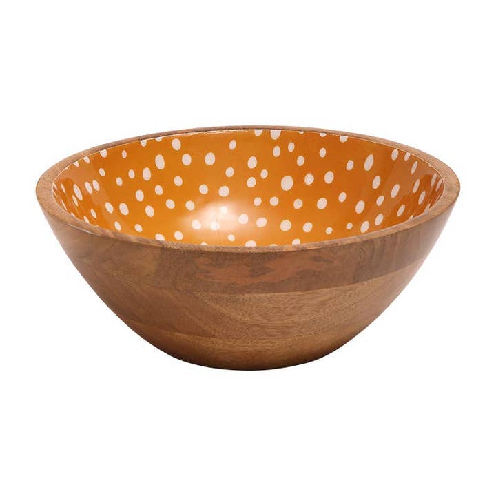 Sintra Mango Wood Spotted Salad Bowl - Ochre for wholesale by Dexam UK