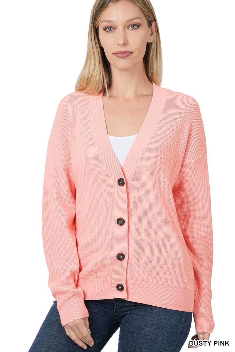 42POPS - Wholesale Cardigan - Women's - .Drop Shoulder Button Front Sweater Cardigan7