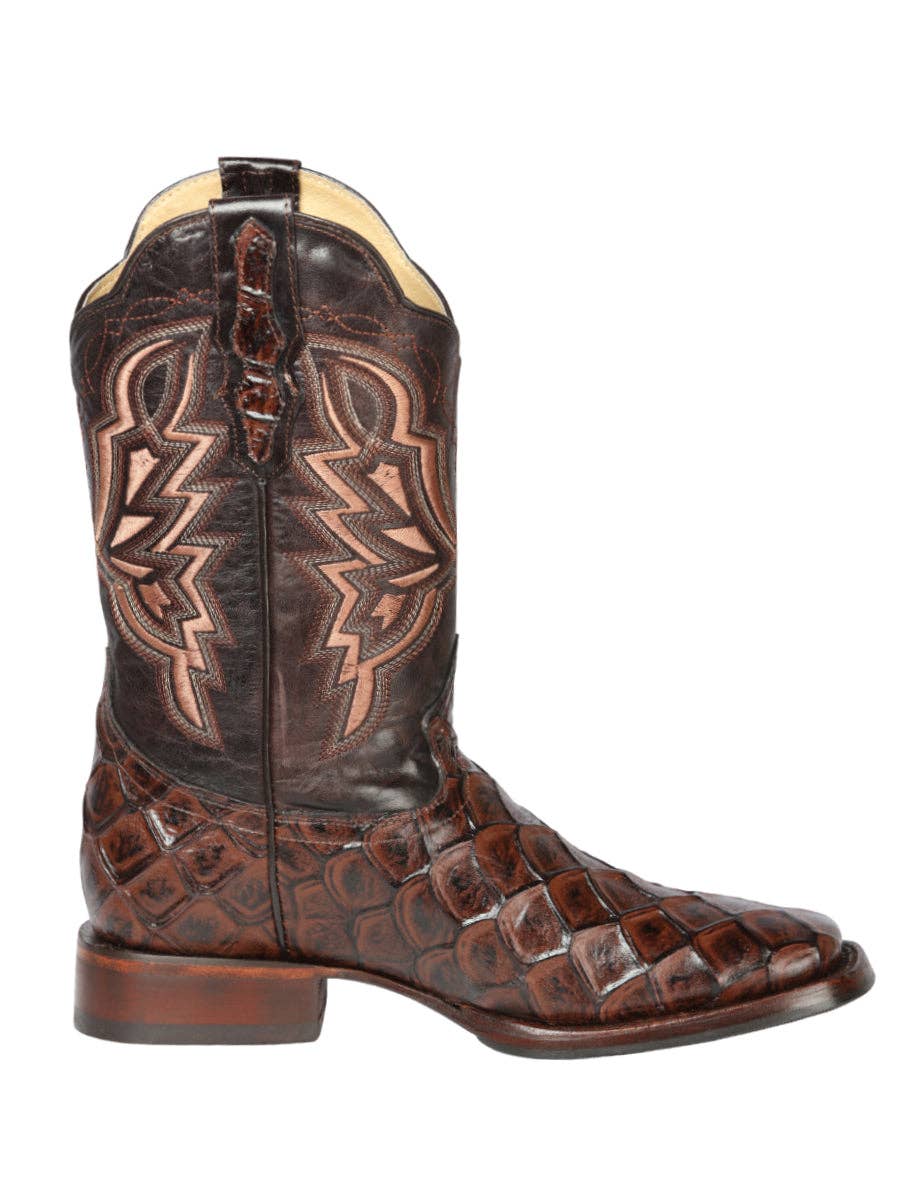 El General Western Wear - Wholesale Cowboy Boots - Men's - El General Rodeo Boot - Imit Pirarucu - Brown 446644