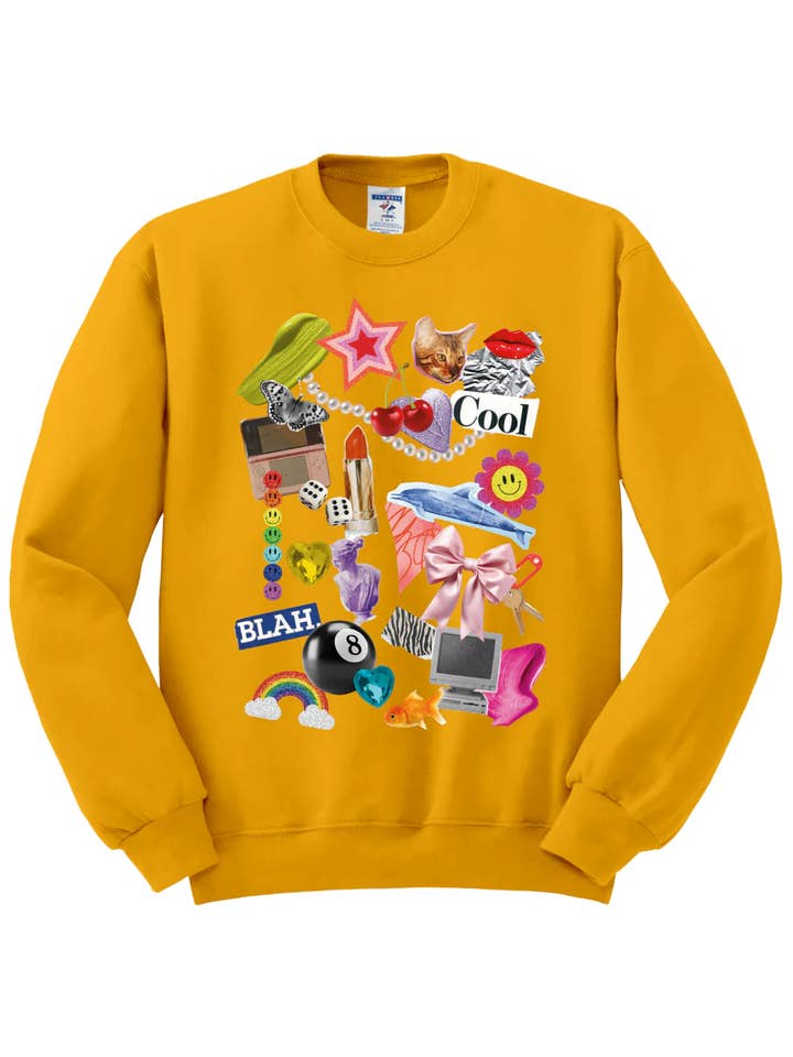 EMY AVE – wholesale Sweatshirt med tryck - Dam – Cool Girl Collage - Guld Grafisk Tröja