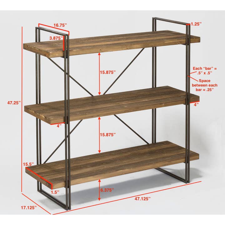 Tripar International - Wholesale Free Standing Shelf - Metal Display Unit with 3 Wood Shelves5