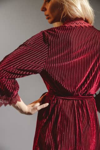 KTNN Studio Inc. - Wholesale Nightgown - Women's - Burgundy Velvet Velour Nightgown3