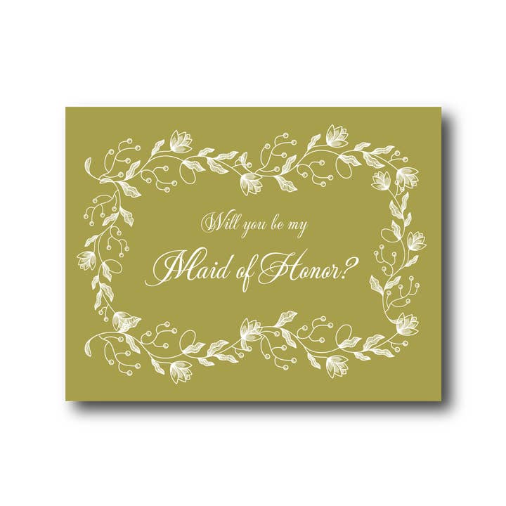 Peyton's Post - Wholesale Wedding Card - Will you be my Bridesmaid Greeting Card - Green Florals 2