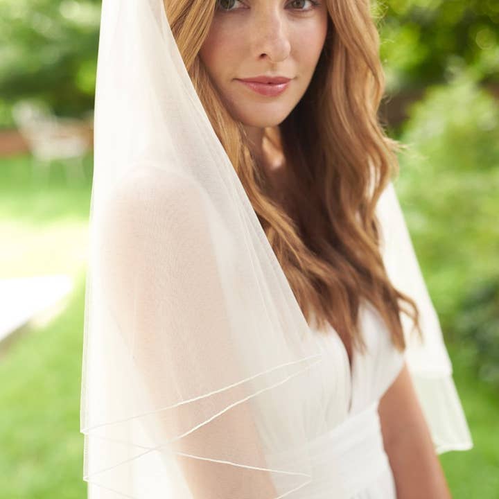 Ivory 2 Layer Pencil Edge Veil for wholesale on Faire
