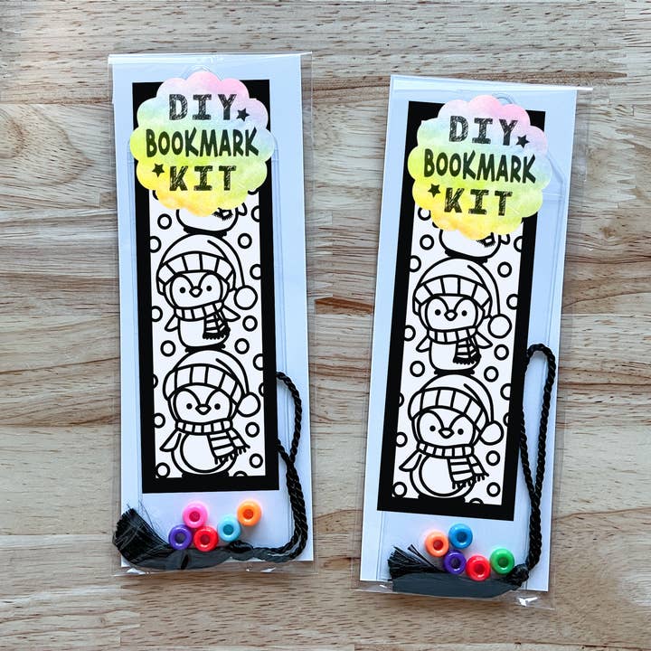 Calenlou Crafts - Wholesale DIY Craft Kit - Christmas Penguin Bookmark Coloring Craft Kit for Kids