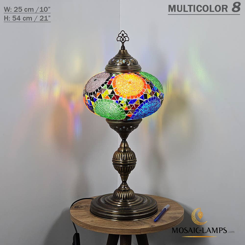 Mosaic Lamps - Wholesale Accent/Desk Lamp - 10+ Colors - Turkish Mosaic X Large Globe Table Lamp, Marrak52