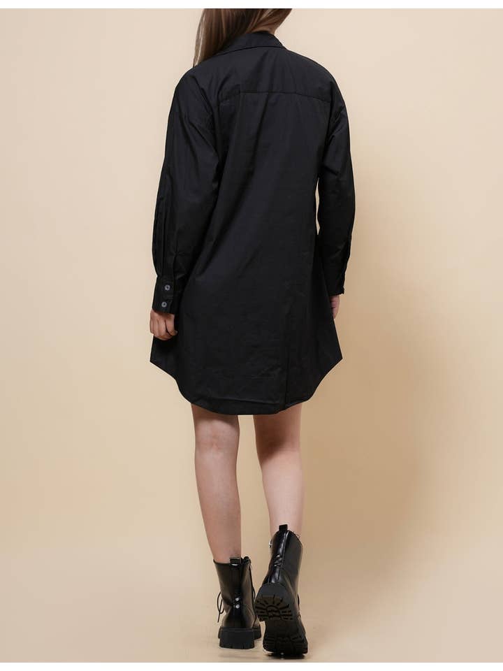 Sweetkama - Wholesale Dress – Women's - Ladies Turndown Collar Botton Down Mini Shirt Dress SKD480610