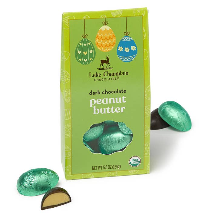 Easter Egg Peanut Butter, Dark Chocolate, Organic for wholesale by Lake Champlain Chocolates
