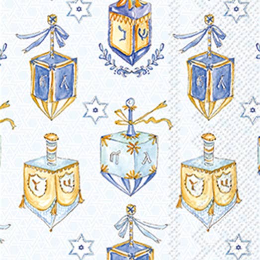 Boston International - Wholesale Disposable Napkin - Paper Guest Towels Pk/16 Dreidels Christmas