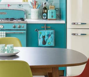 ModMoxGoods - Wholesale Oven Mitt/Pot Holder - POTHOLDER BLACK CAT mid-century MCM 1950s theme2