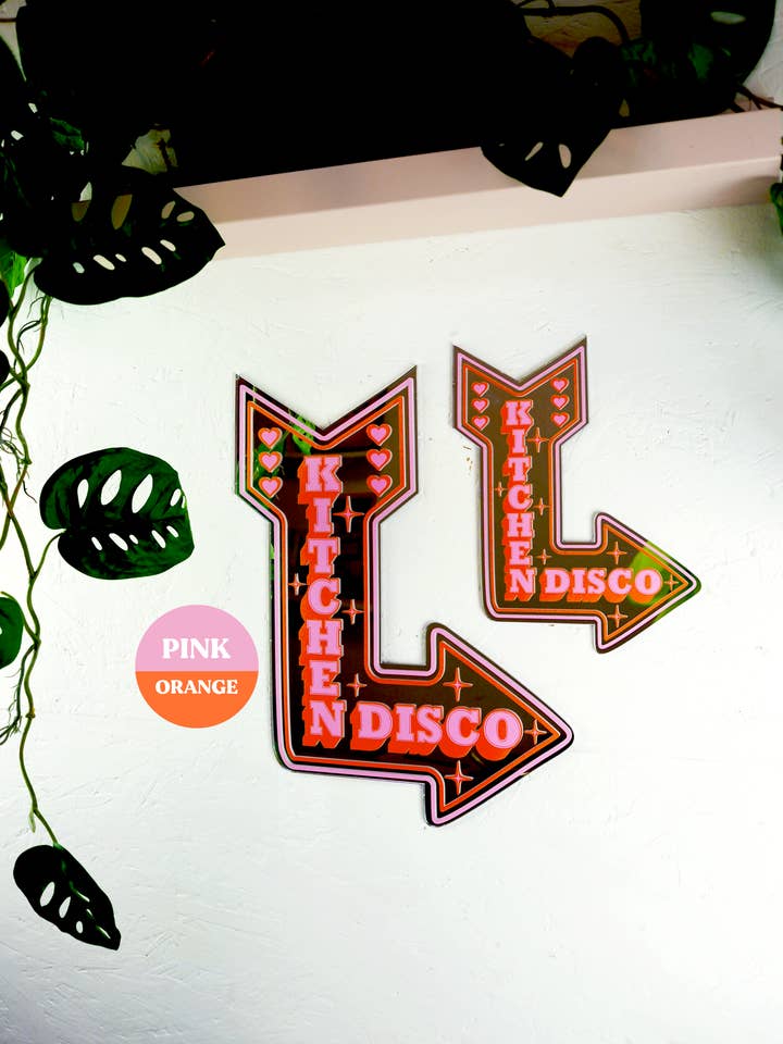 Retro Kitchen Disco Pilspegel - Orange & Rosa för wholesale av Printed Weird