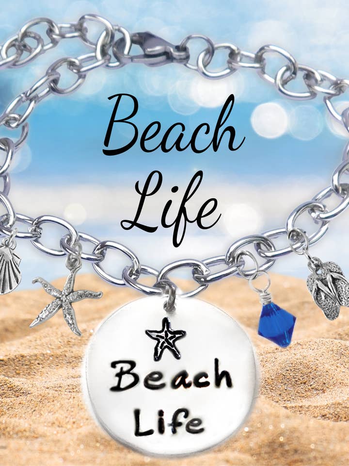 Pulseira de fonte Beach Sandprint por atacado de The Sassy Apple