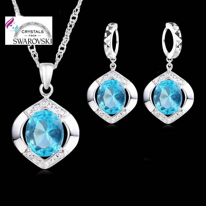 Women's set in 925 marked silver and genuine crystals for wholesale by HTB
