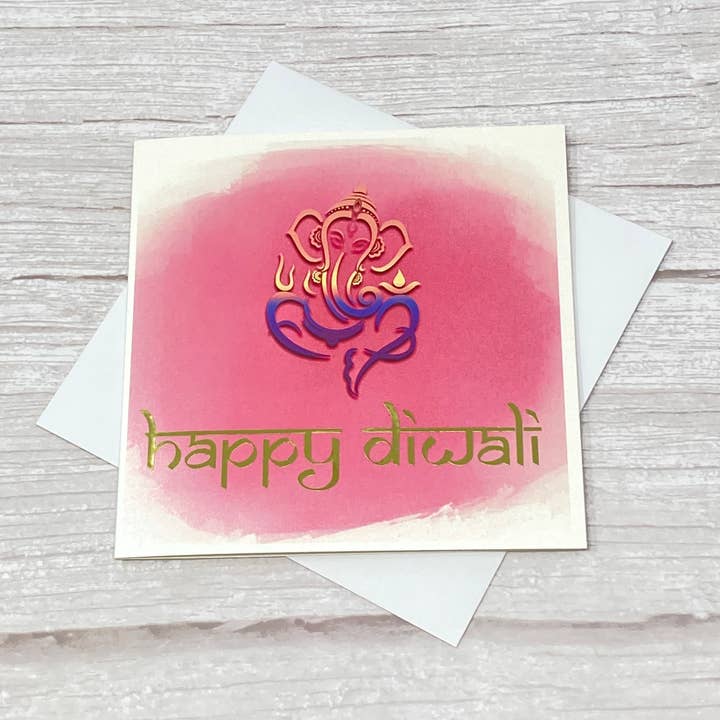 Ganesh Happy Diwali card | Pink for wholesale by CraftyAniShop