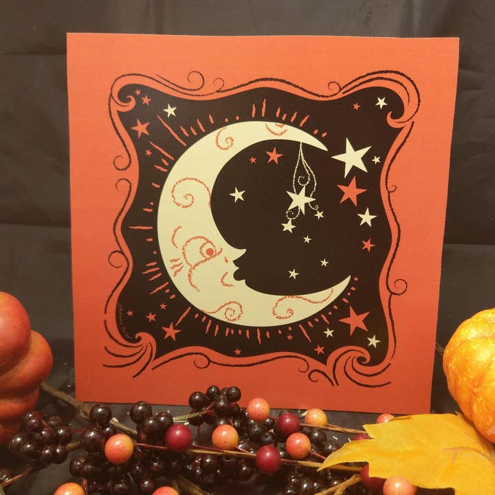 Johanna Parker Sagoma in legno per Halloween con luna crescente e stelle per la vendita all'ingrosso da parte di The Sawmill Shop