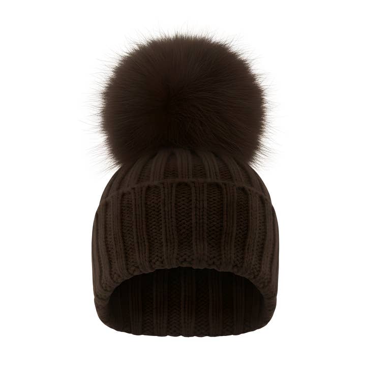 Chocolate Pom Beanies for wholesale by Melina's Bowtique