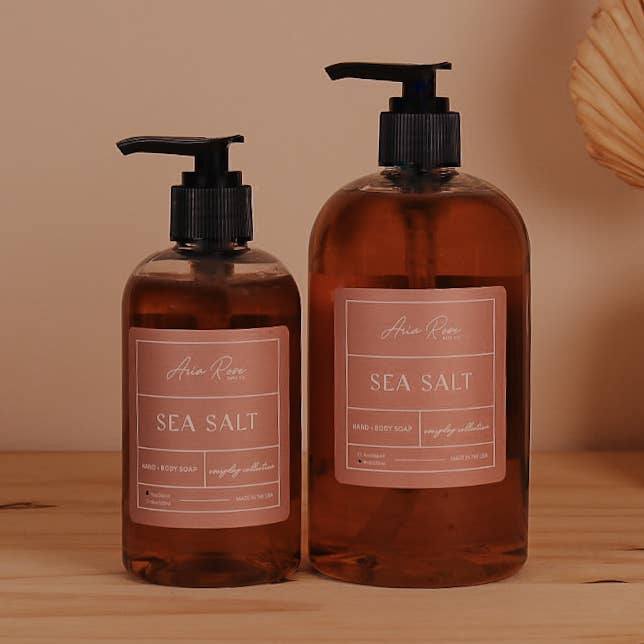 Sea Salt Hand + Body Liquid Soap - Everyday Collection for wholesale by Aria Rose Bath Co