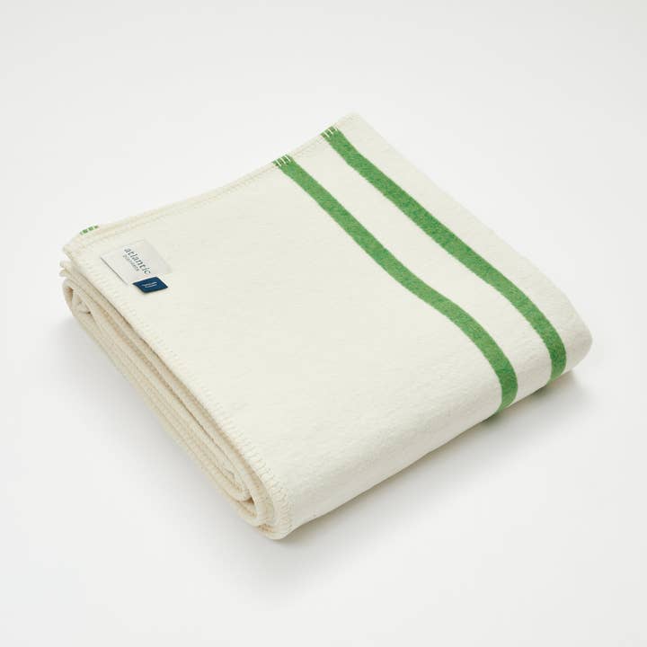 Atlantic Blankets - Wholesale Throw Blanket - Kelp Green Stripe Recycled Cotton Blanket