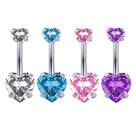 Gemscape UK - Wholesale Belly Ring - Heart shaped Belly Button - Two Stone Design11