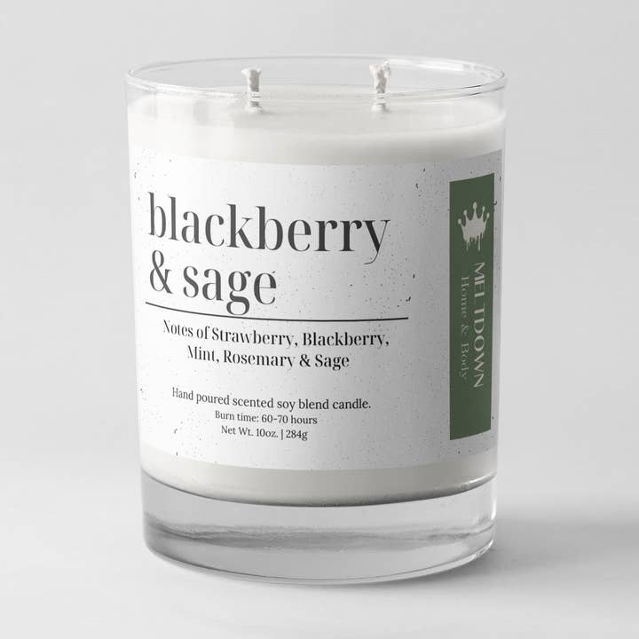 BLACKBERRY & SAGE 10oz. Candle for wholesale by MELTDOWN Home & Body